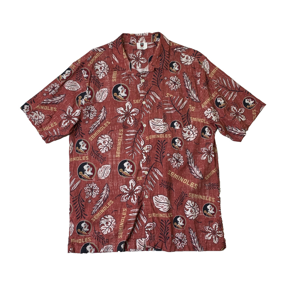 Florida State Seminoles Shirt Mens L Large Button Up Short Sleeve Wes & Willy